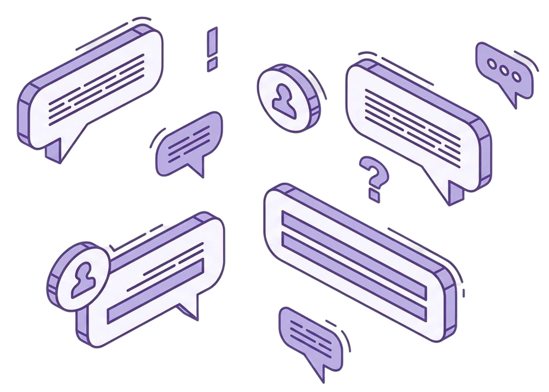 Decorative representation of symbols of conversation or contact